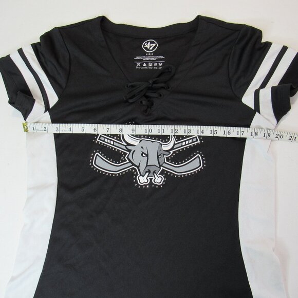 ’47 Official Site San Antonio Rampage Women's Lace-Up V-Neck Shirt Size L - Picture 5 of 6